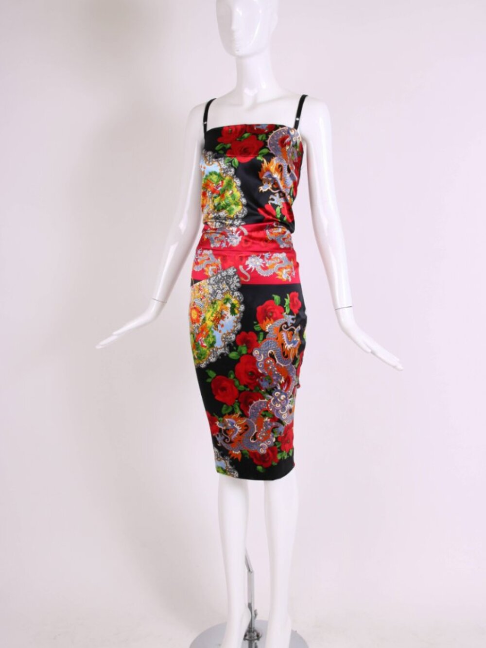 Dolce & Gabbana 1999 Archival Dragon & Rose Silk Dress IT 42 FIT Museum - Picture 5 of 8